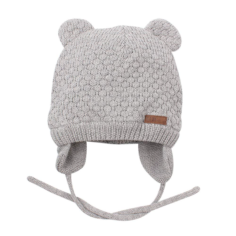 BAVST Baby Beanie Hat for Winter with Earfalp Cute Bear Kids Toddler Girls Boys Warm Knit Cap 0-2Years
