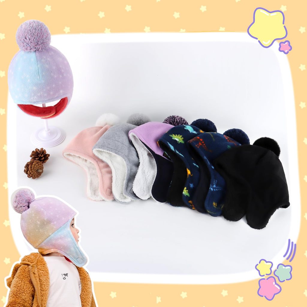 Otoyzy Baby Beanie Hat Pom Full Hood Toddler Winter Hat Fleece Earflap