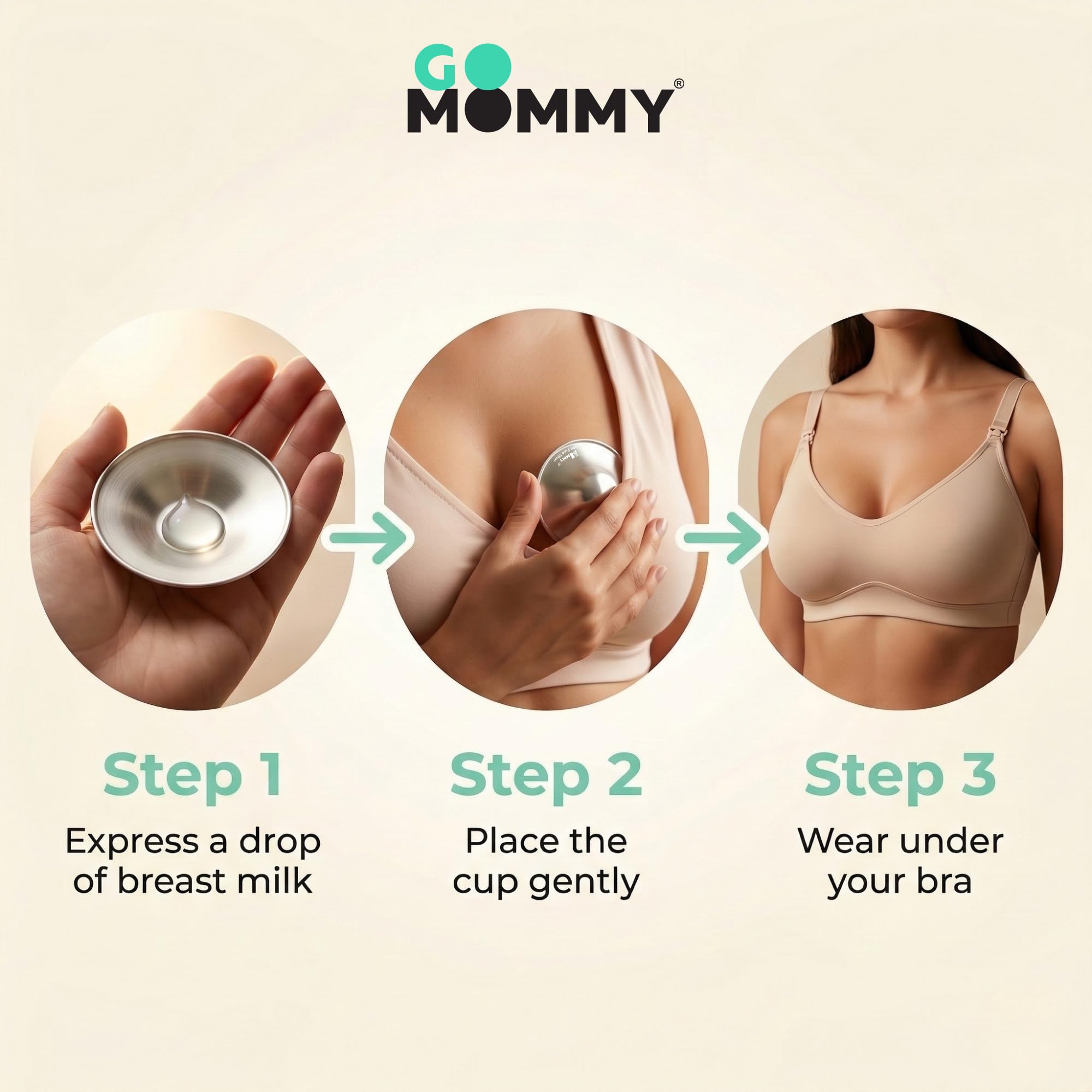 Go Mommy 999 Pure Solid Silver Nursing Cups — Nipple Covers & Shields for Breastfeeding, Sore Nipple Relief, Reusable Nickel-Free Breastfeeding Essentials, Regular Size