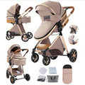Doraystar 2 in 1 Baby Stroller with Bassinet Mode, Reversible Infant Pram, One-Click Folding, Newborn Travel Stroller, Convertible Toddler Standard Pram Carriage (X2US-Khaki)