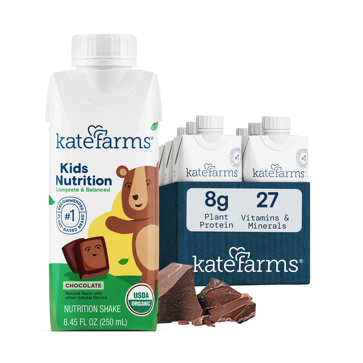 KATE FARMS Kids Nutrition Shake, Strawberry, 8g Protein, 6 Pack