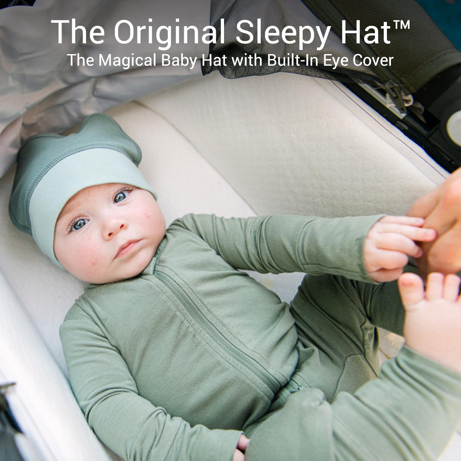 Sleepy Hat The Original Baby Sleep Mask & Soft Eye Shade – Newborn Hat, Sun Hat & Beanie for Travel, Home Pink – 6-12M