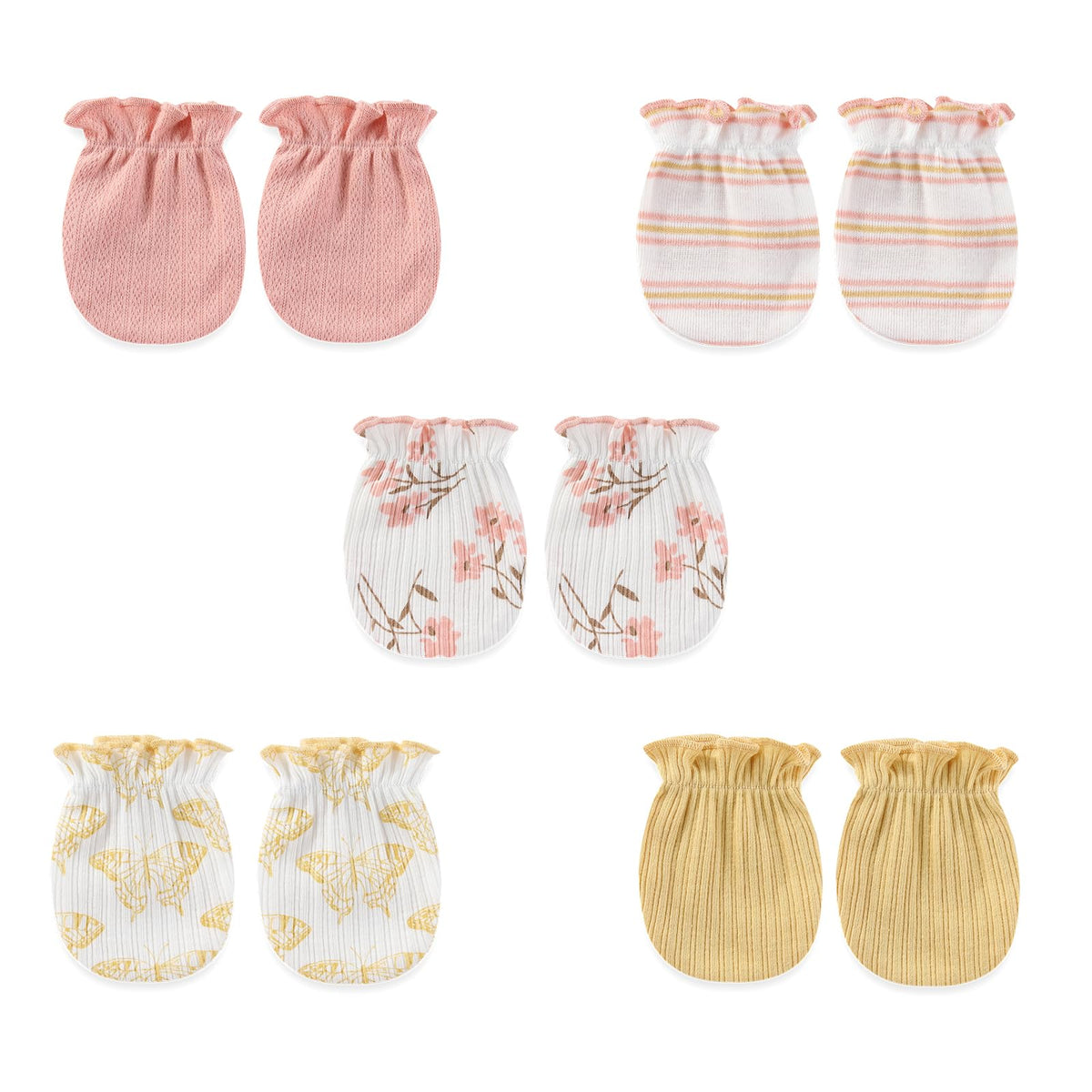 5 Pairs Unisex Baby Mittens No-Scratch 0-6 Months New Born
