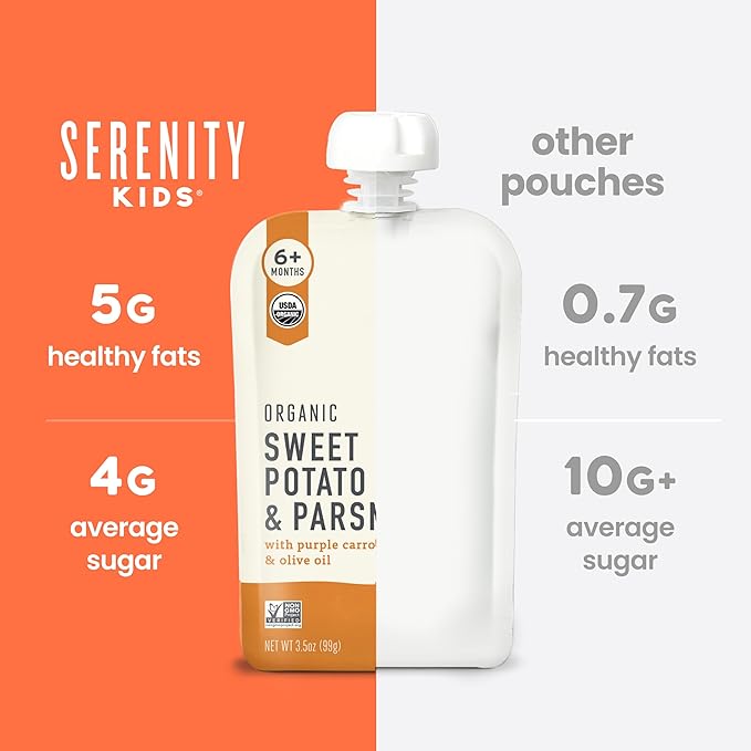 Serenity Kids Certified Organic Baby Food Veggie Puree Pouches Variety Pack - 18 x 3.5 oz for 6+ Months - No Added Sugar & Allergen Free - BPA-Free Packaging - Baby Food Pouches - Pouches Toddler