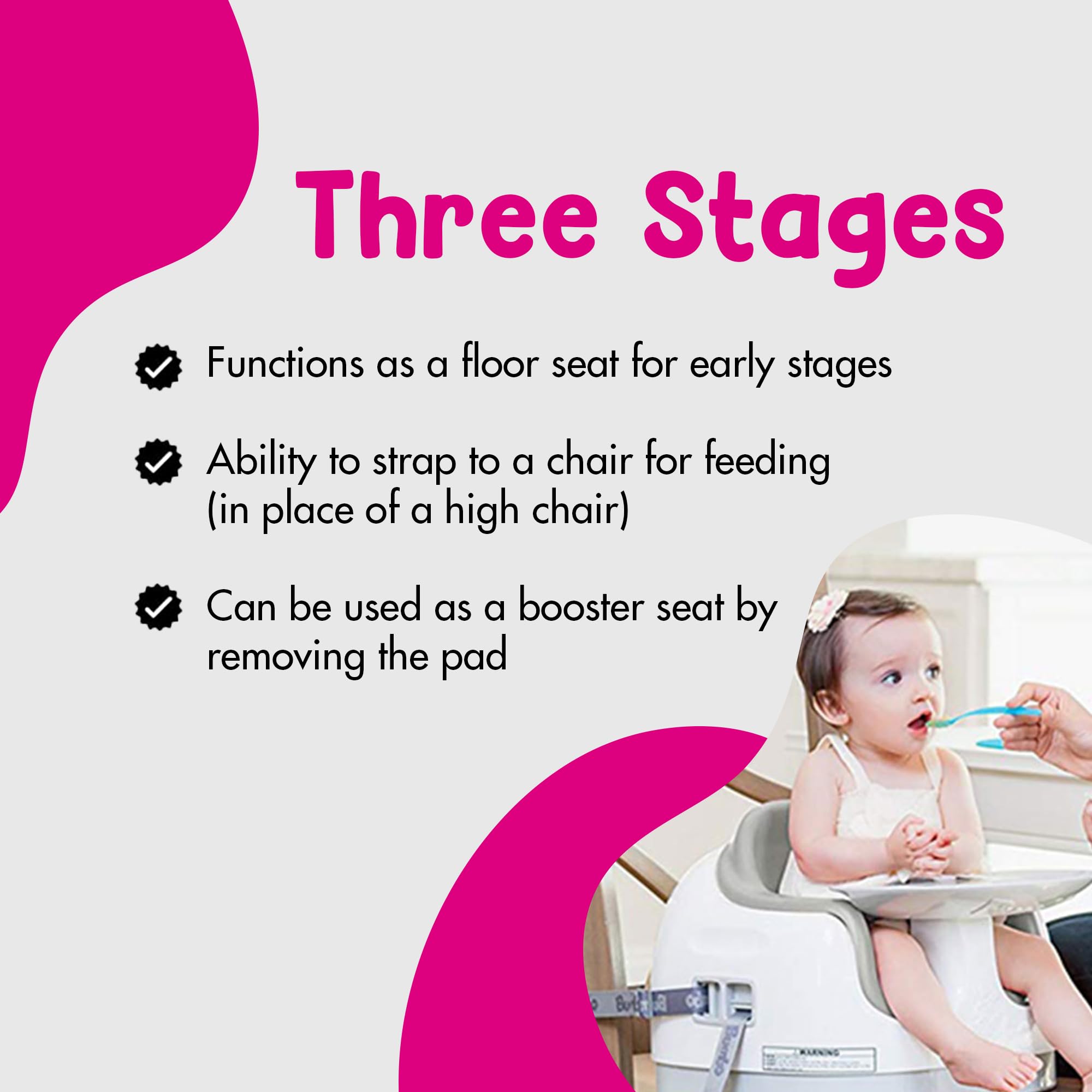 Bumbo 2 Pack 3-in-1 Multi-Seat for 6 to 36 Months, Travel Baby Feeding and Play Floor Seat, All-in-One Portable Booster with Tray & Toddler High Chair, Taupe