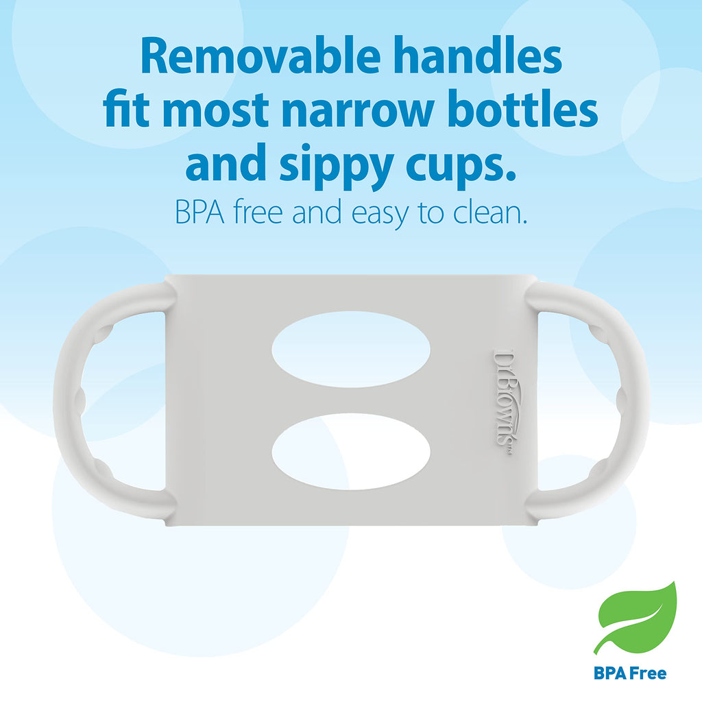 Dr. Brown's Wide-Neck Sippy Spout Bottle with Handles, Blue & Gray, 2-Pack