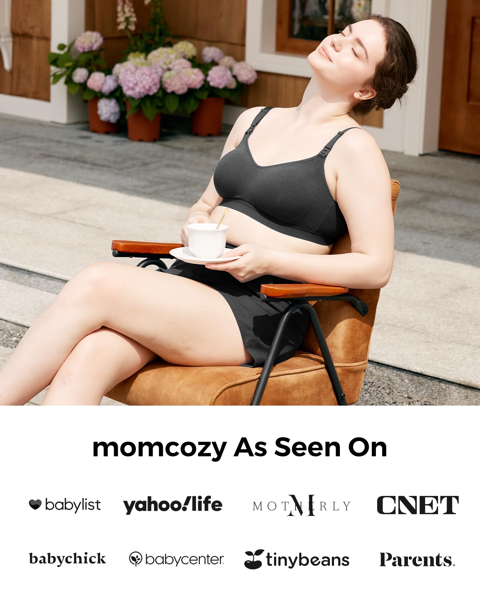 Momcozy Hands-Free Pumping Bra, Breathable Tencel™ Fabric Breast Pump Bra