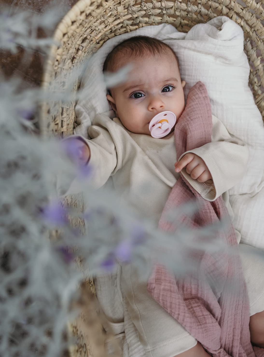 BIBS Pacifiers Colour Collection | Natural Rubber Baby Pacifier | Set of 2 BPA-Free Soothers | Made in Denmark | 18+ Months (Pack of 2) | Sage Night/Cloud Night