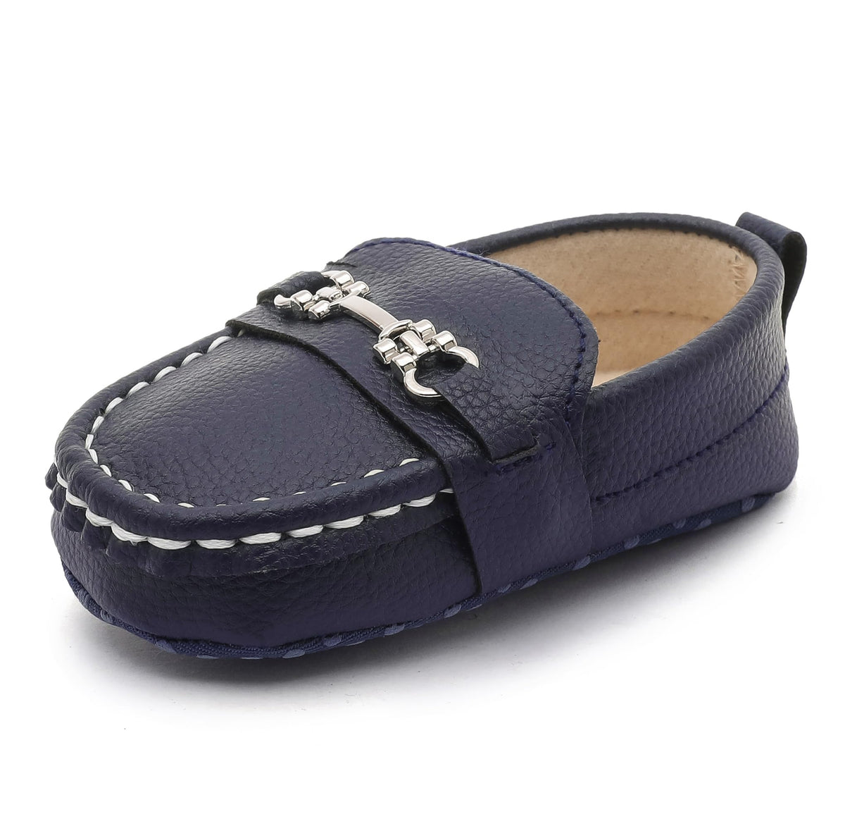 LONSOEN Baby Boys Girls Loafers Prewalker Dress Shoes,Brown 6-12M
