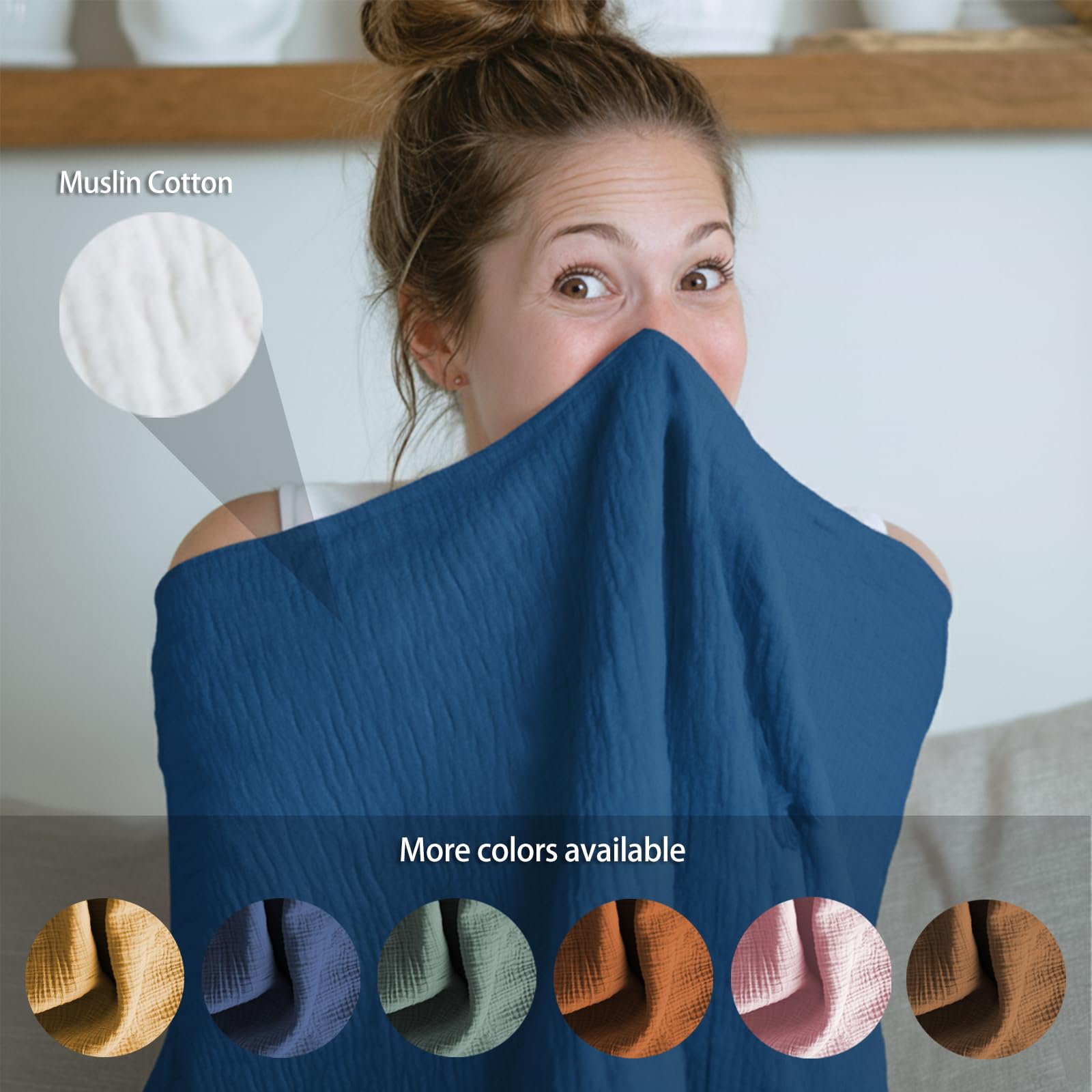 MUGVELL Muslin Nursing Covers for Breastfeeding, Misty Blue