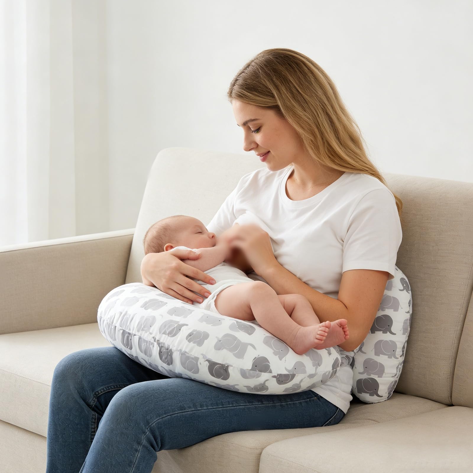 Winmany Baby Nursing Pillow Cover Newborn Removable Breastfeeding Pillowcover Cute Pattern Girls Boys Nursing Pillowcase for Breast and Bottole Feeding