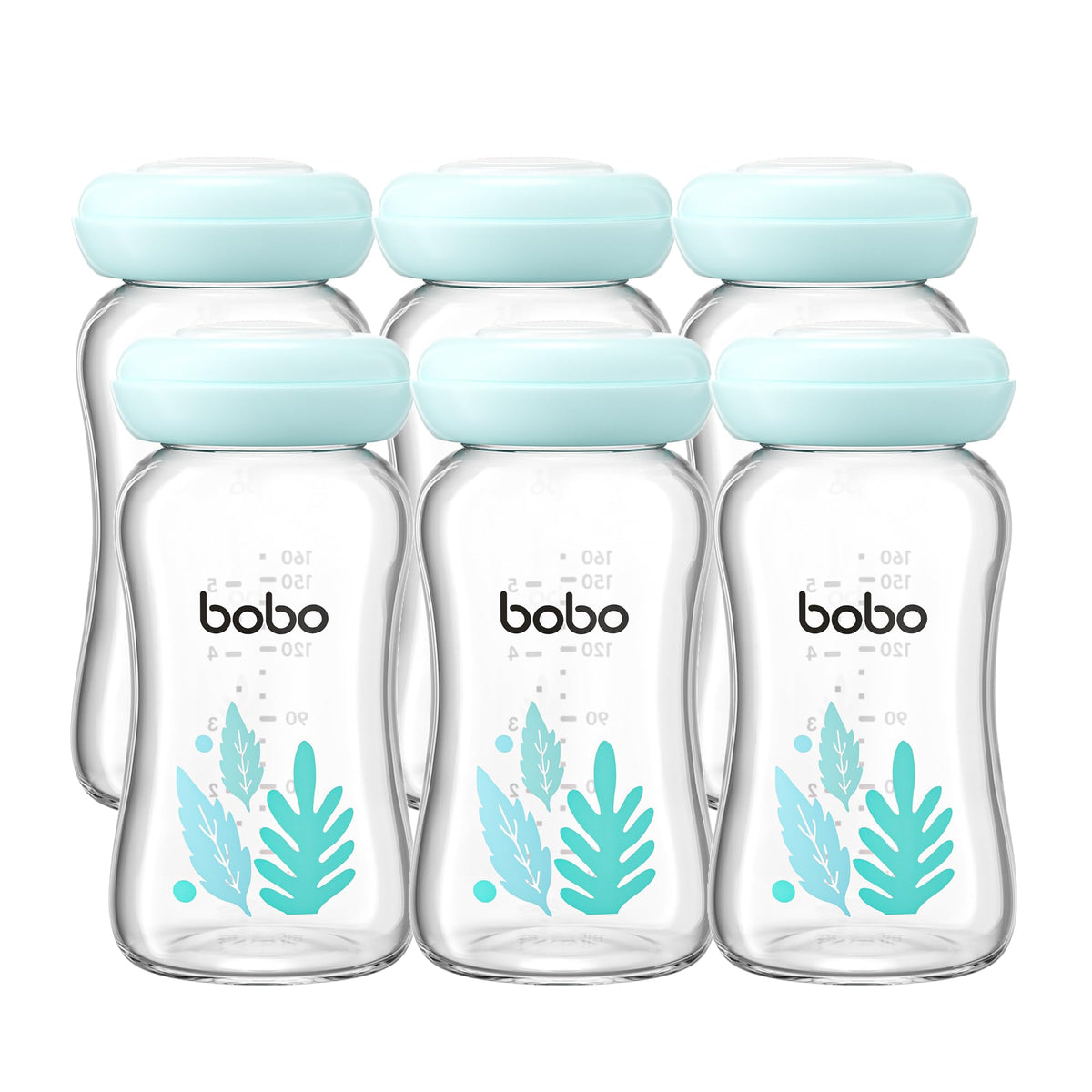 YOHKOH Glass Breast Milk Storage Bottles - 100% Leak-Proof, BPA-Free Breastmilk Storage Containers, Freezer & Dishwasher Safe, Ideal for Nursing Mothers (Red, 5.4oz (Pack of 6))