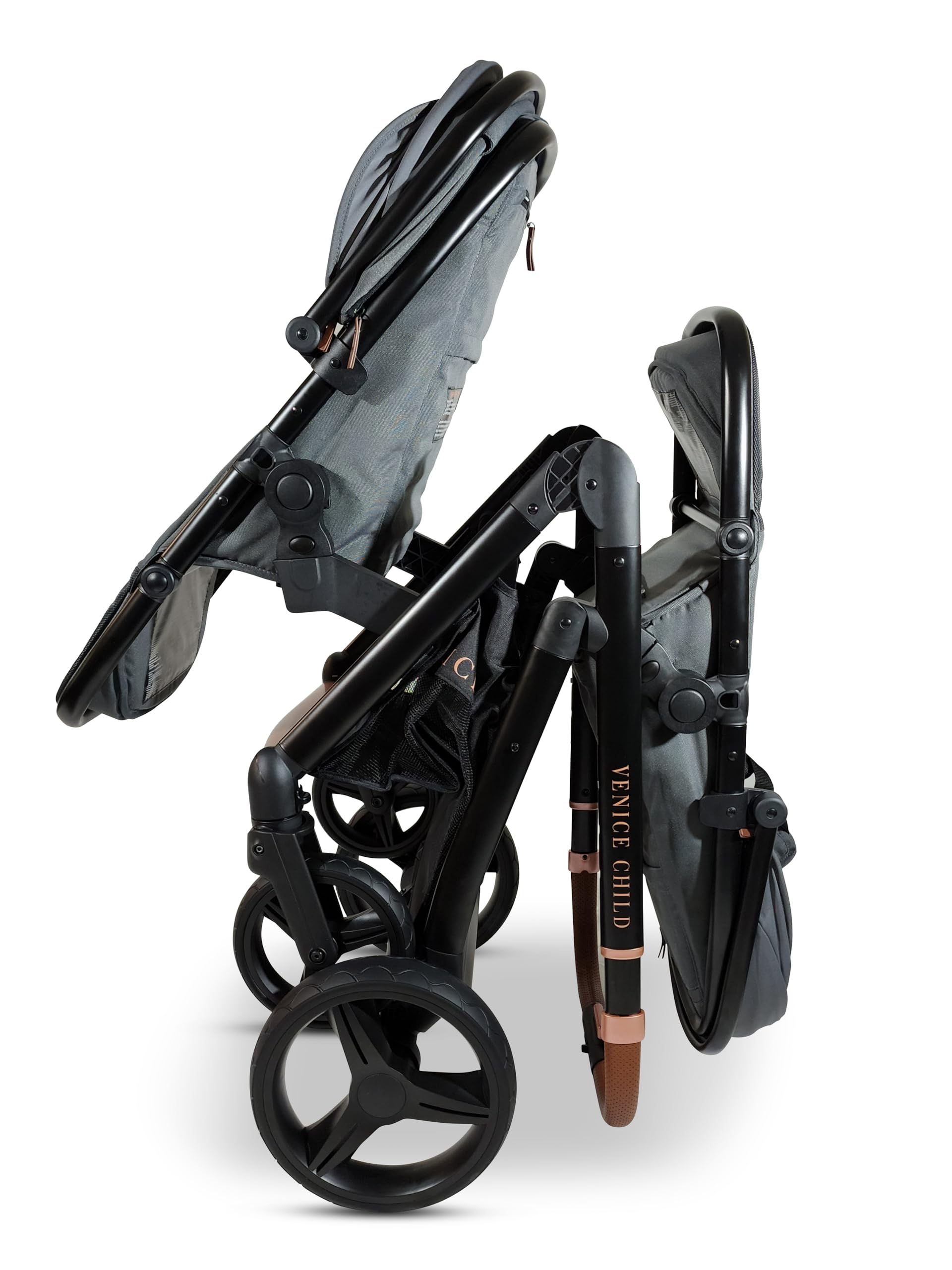 Venice Child Shadow Ventura Single to Double Sit-and-Stand Stroller & 2nd Toddler Seat (Package # 3) (Gray)