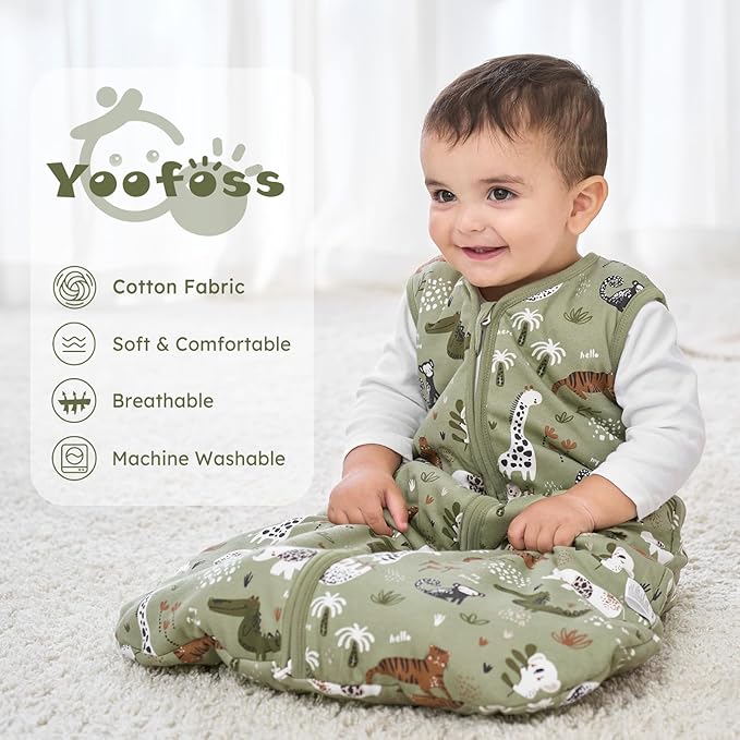 Yoofoss Baby Sleep Sack 6-12 Months, TOG 2.5 Baby Wearable Blanket with 2-Way Zipper, 100% Organic Cotton Fabric Winter Newborn Sleeping sack, Warm Soft Comfy(Medium)