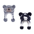 LANGZHEN Toddler Kids Infant Winter Hat,Earflap Knit Warm Cap Fleece Lined Beanie for Baby Boys Girls (Bear -Navy Stripe+Polar Bear-Navy, 6-12 Months)