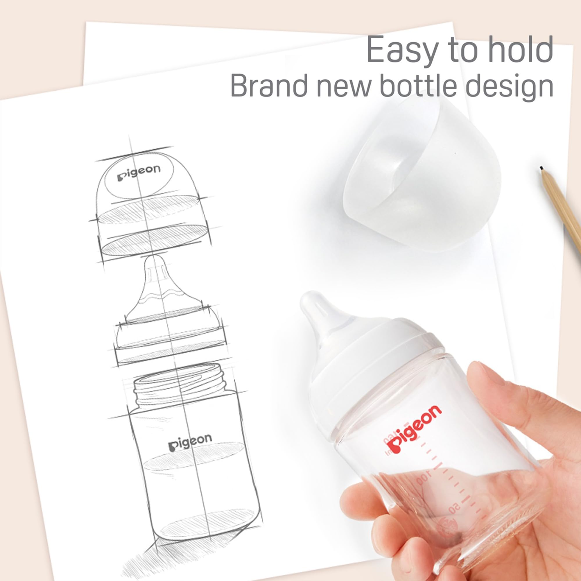Pigeon Glass Baby Bottles Wide Neck, 5.4 Oz, Pack of 3
