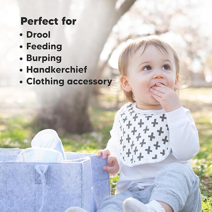 8-Pack Organic Baby Bibs for Boys, Girls - Soft Cotton Drooling and Teething Bibs for Baby Girl & Boy, Extra Absorbent, Easy To Clean & Put On for Toddler, Newborn, Infant 0-24 Months (Grayscape)