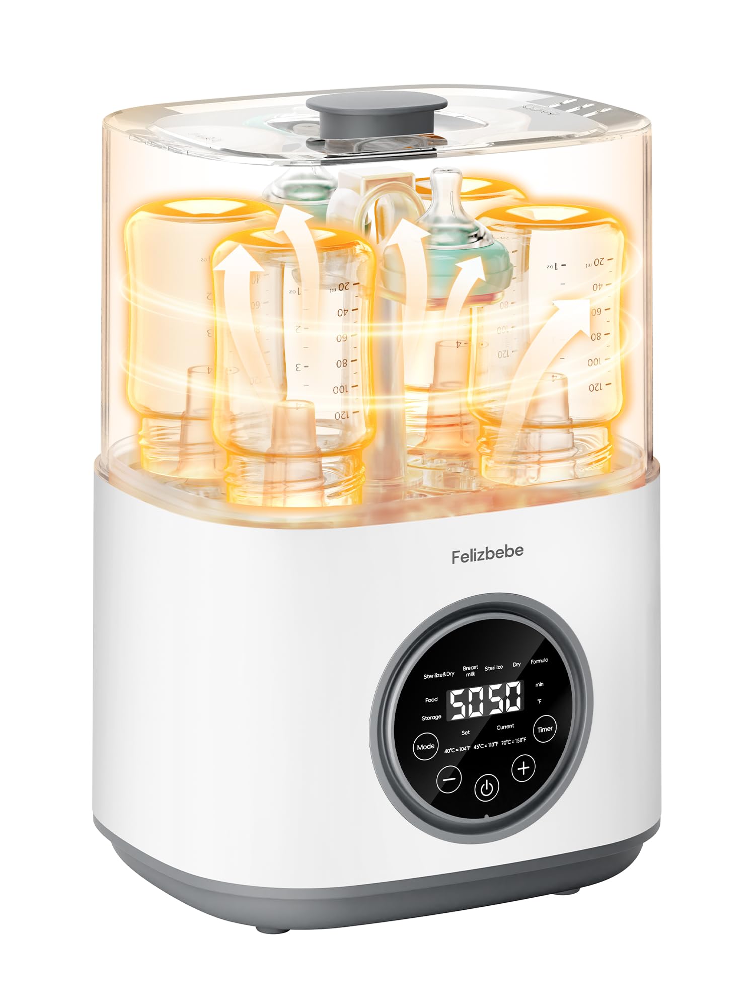 Feilizbebe Electric Steam Baby Bottle Sterilizer and Dryer and Warmer, Bottle Storage Sterile / Bottle Warmer / Heating Food Large Capacity Multifunctional All in One,Touch Screen & Auto-Shut