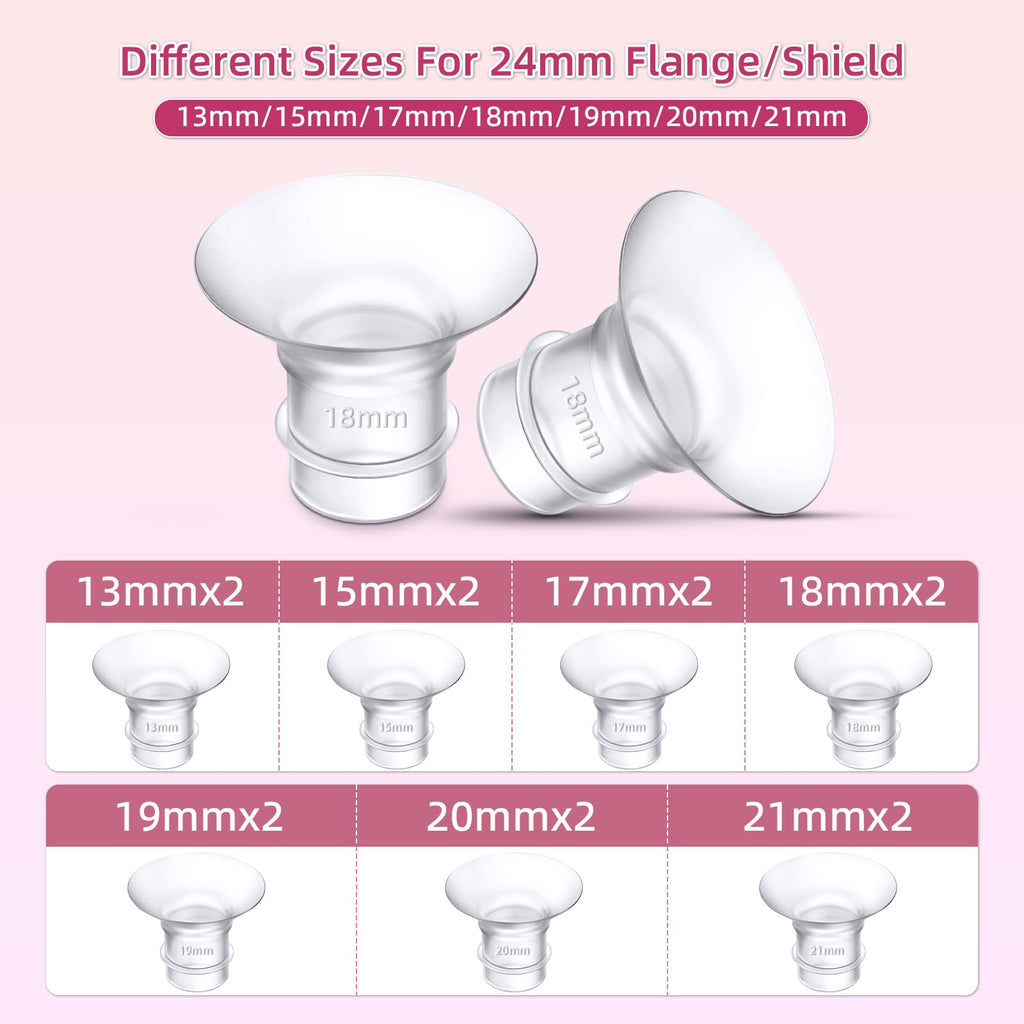 Flange Inserts 13mm 8PC Compatible with Momcozy S12 pro/S9 pro/S9/S10/S12/Medela/TSRETE/Spectra/Bellababy etc 24mm Wearable Breast Pump, Reduce 24mm Tunnel Down to Correct Size