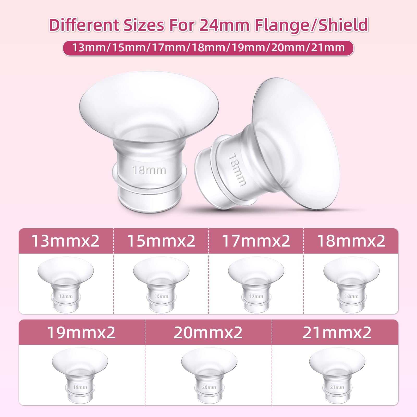 Flange Inserts 13mm 8PC Compatible with Momcozy S12 pro/S9 pro/S9/S10/S12/Medela/TSRETE/Spectra/Bellababy etc 24mm Wearable Breast Pump, Reduce 24mm Tunnel Down to Correct Size