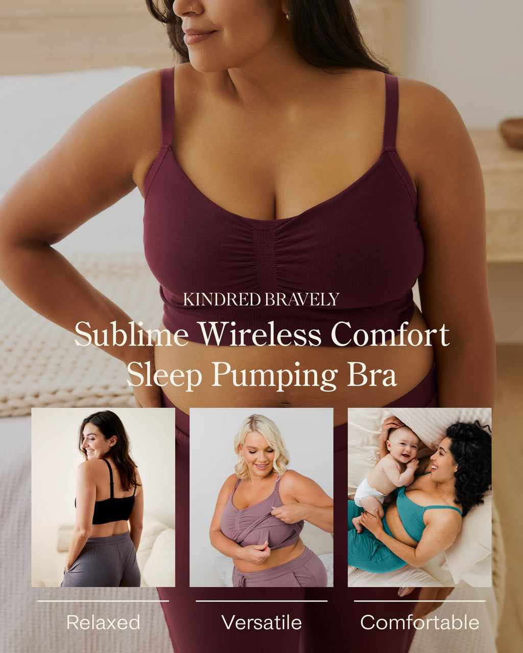 Kindred Bravely Sublime Sleep Pumping Bra Hands Free, Adjustable Pumping & Nursing Bra (Pale Pink, 2X Busty)