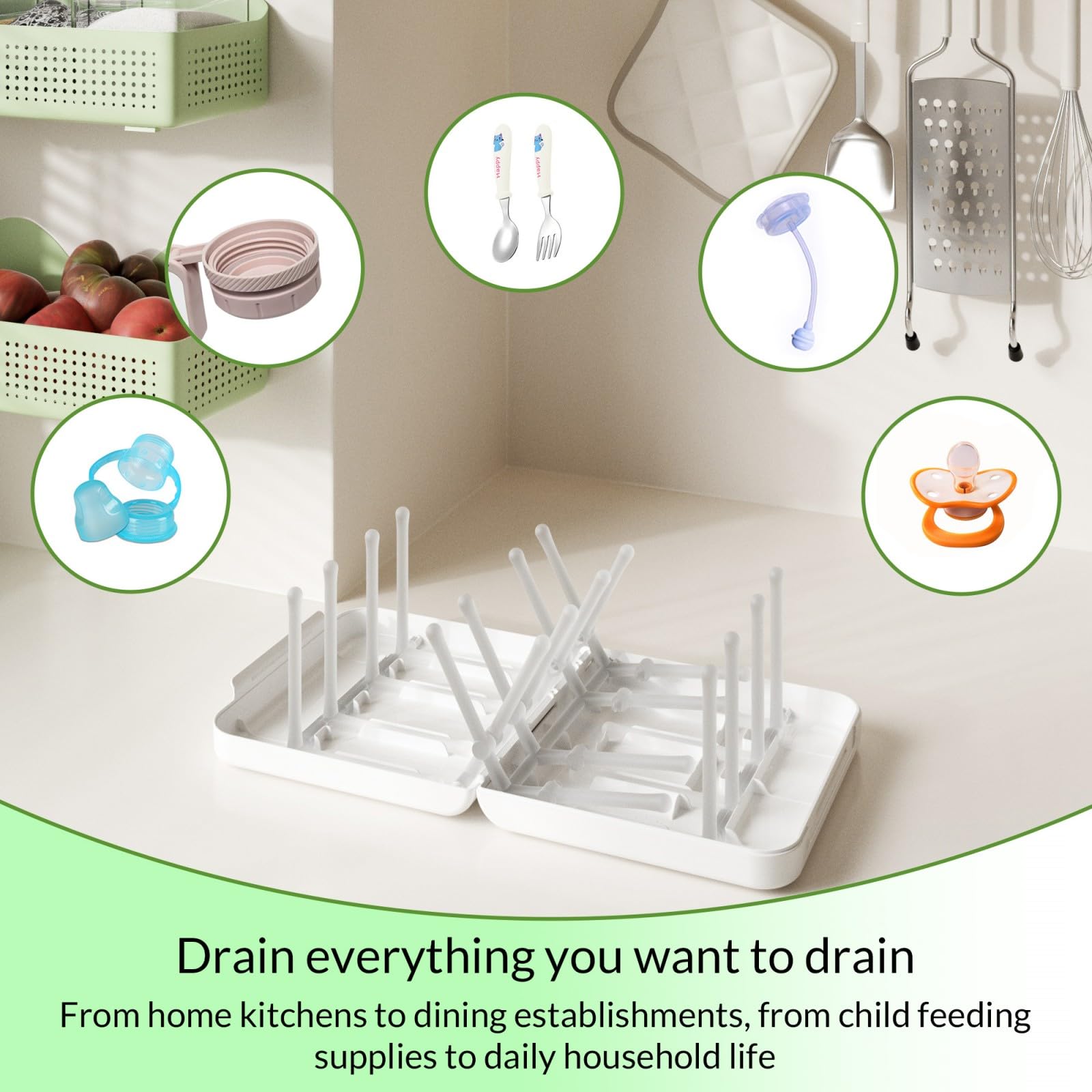 WHNL Travel Bottle Drying Rack Space Saving,Foldable Bottle Drying Rack with 16 Ribs,Portable Baby Bottle Drying Rack for Bottles,Breast Pumps and Other Feeding Accessories,Widely Used Daily Basis
