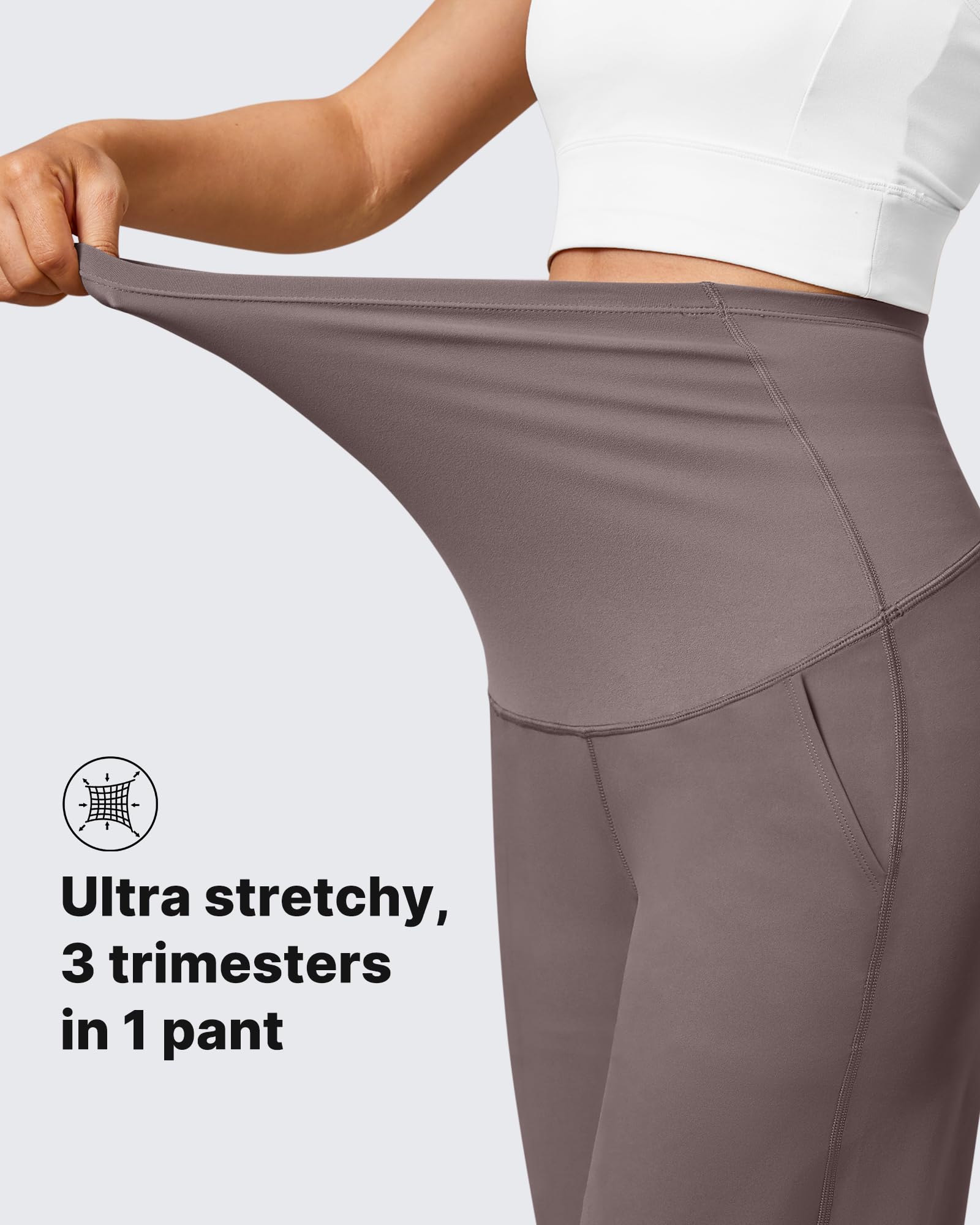 G4Free Pregnancy Pants for Work Maternity Leggings for Yoga,Taupe,XS,Tall