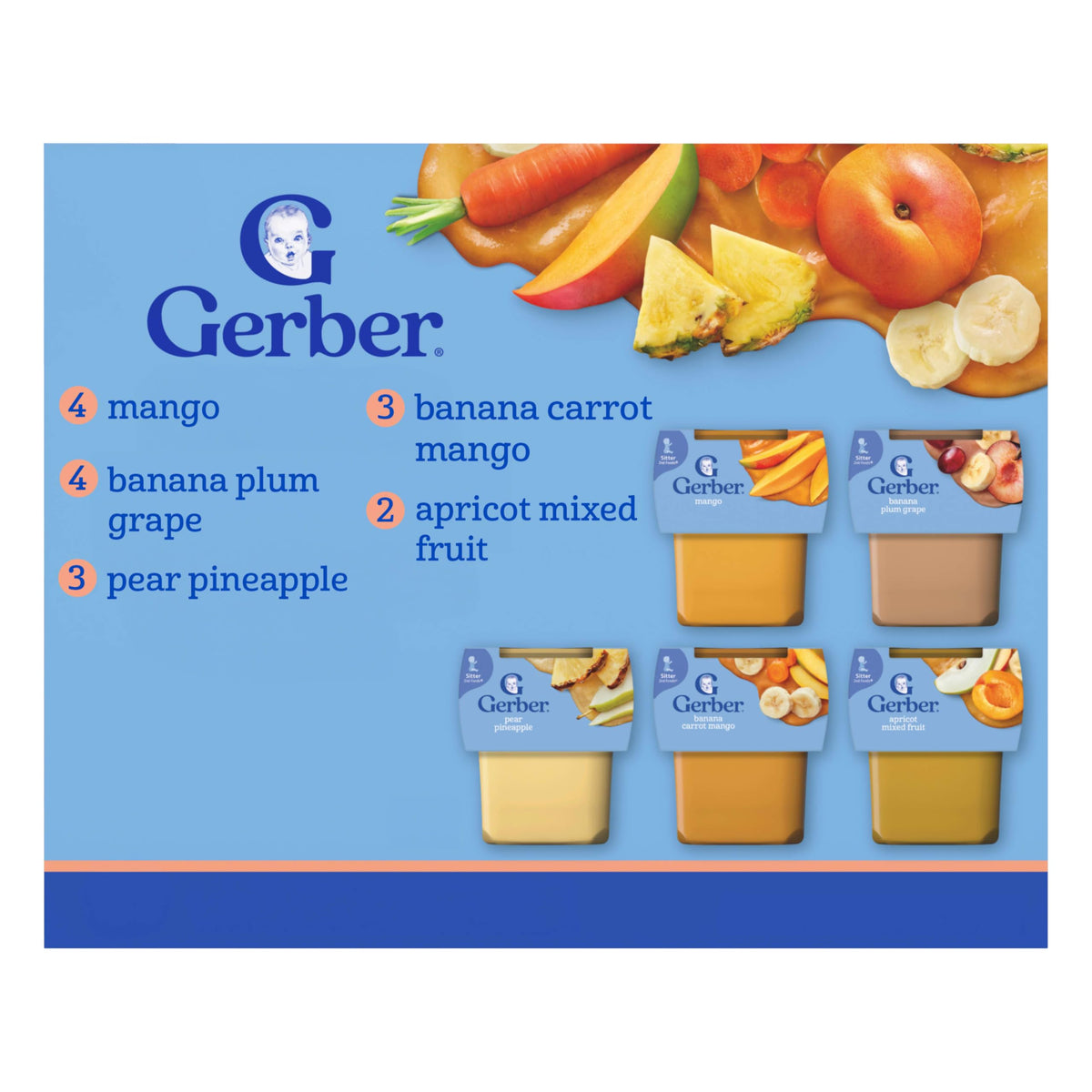 Gerber Stage 2 Super Blend Baby Food Variety Pack, 4 Oz, 32 Pack