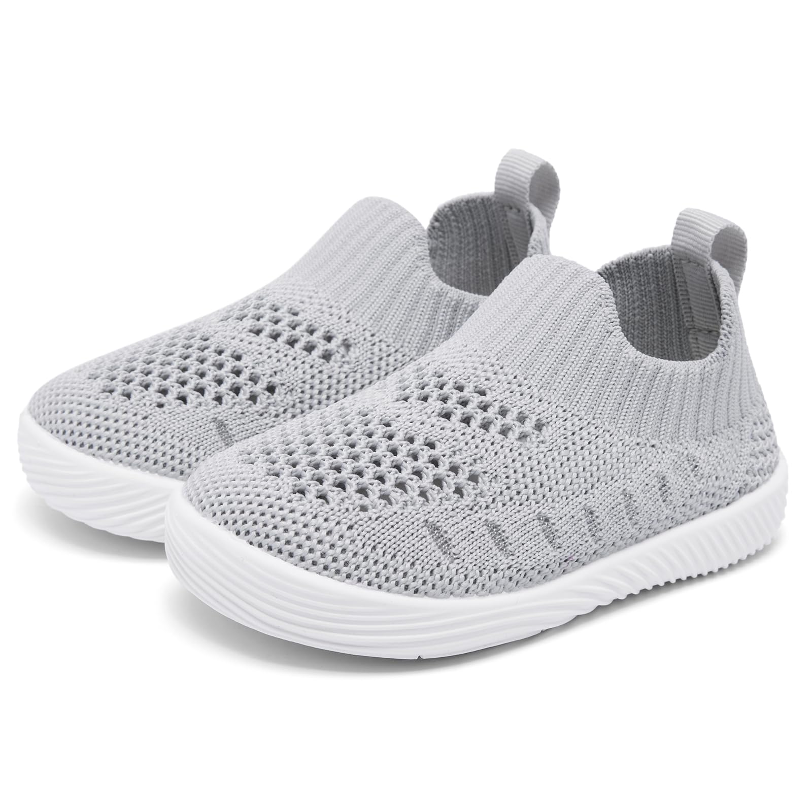 MORENDL Toddler Shoes Baby Walking Sock Shoes Non-Slip Breathable Boys & Girls Sneakers Infant Tennis Shoes Mesh Grey 6-9Months