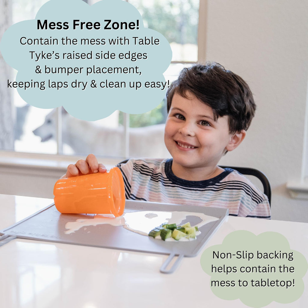 The Table Tyke Silicone Suction Placemat | Teething Edge Bumper/Spill Stopper | Dishwasher Safe, Travel Ready, Fits Highchairs | Suction Cup Activity Mat for Babies & Toddlers | BPA Free (Ballet Pink)