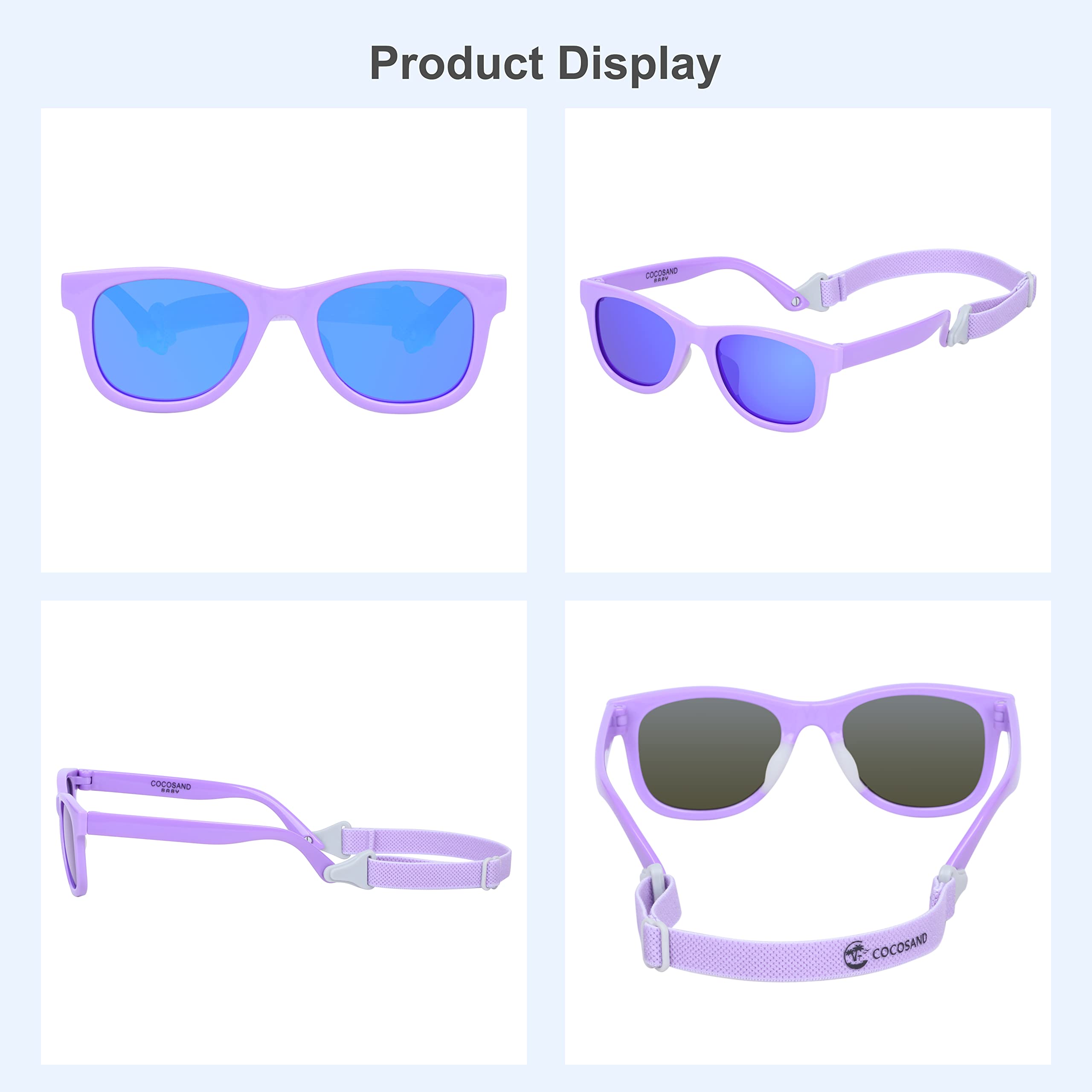 COCOSAND Flexible Polarized Baby Sunglasses with Strap & Silicone Nose Pads