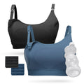 Momcozy Pumping Bra, Pumping Bra Hands Free 2 Pack Comfortable All Day Wear Pumping and Nursing Bra in One Holding Breast Pump for Spectra, Lansinoh, Medela