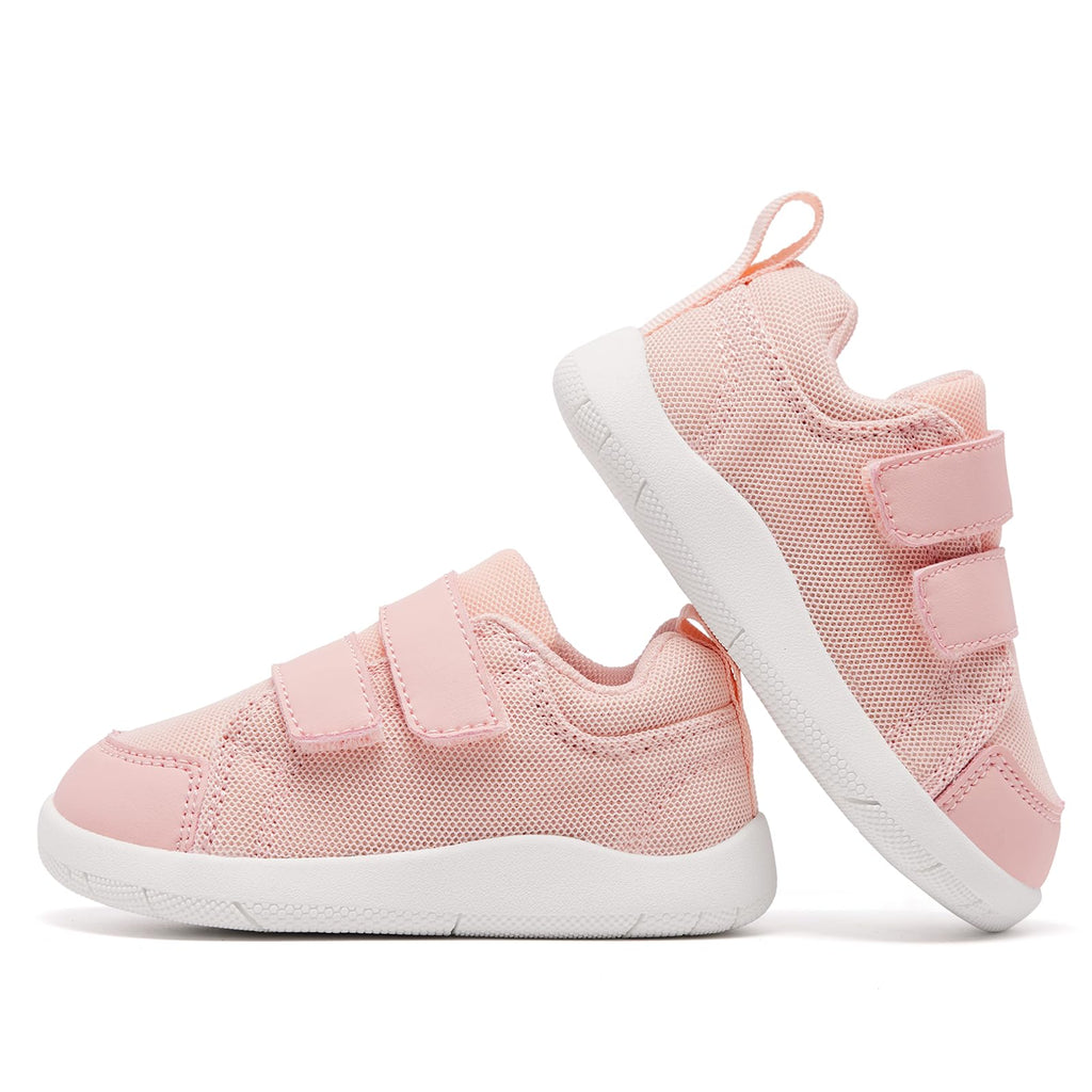 MORENDL Toddler Girl Shoes Baby Wide Toe Box Barefoot Shoes Girls Walking Shoes Non-Slip Minimalist Sneakers Comfort Zero Drop Tennis Outdoor Activities Pink Mesh Size 7