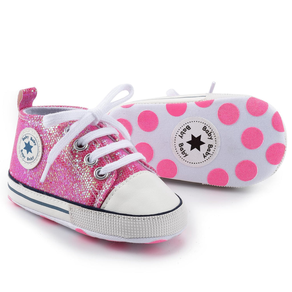 Meckior Infant Baby Boys Girls Canvas Sneaker Soft Sole First Walkers Trainers Lace Up Casual Toddler Shoes