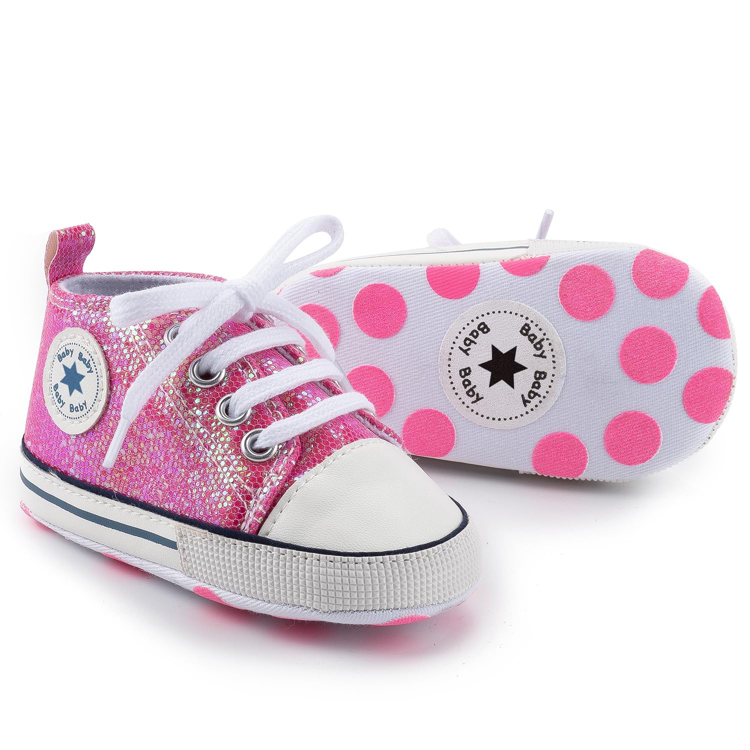 Meckior Infant Baby Boys Girls Canvas Sneaker Soft Sole First Walkers Trainers Lace Up Casual Toddler Shoes