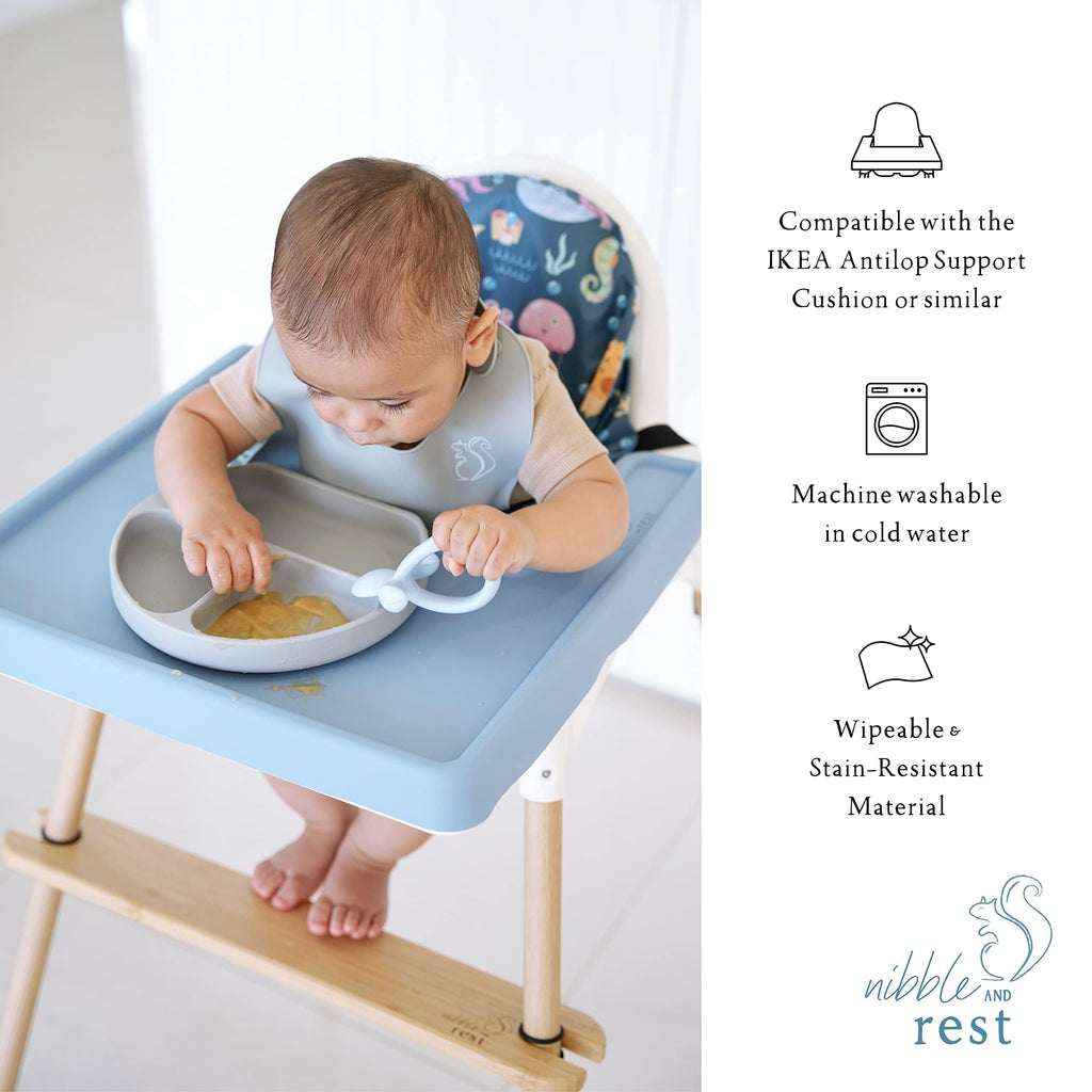 Nibble and Rest Highchair Insert Cover, Compatible for IKEA Antilop Highchair, High Chair Accessories Stain-Proof and Wipeable Insert Cover (Cushion NOT Included)(Dino Grey)