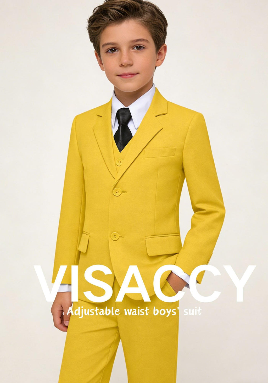 Suits for Boys Suit Set First Communion Dress Clothes Tuxedo Yellow Size 8
