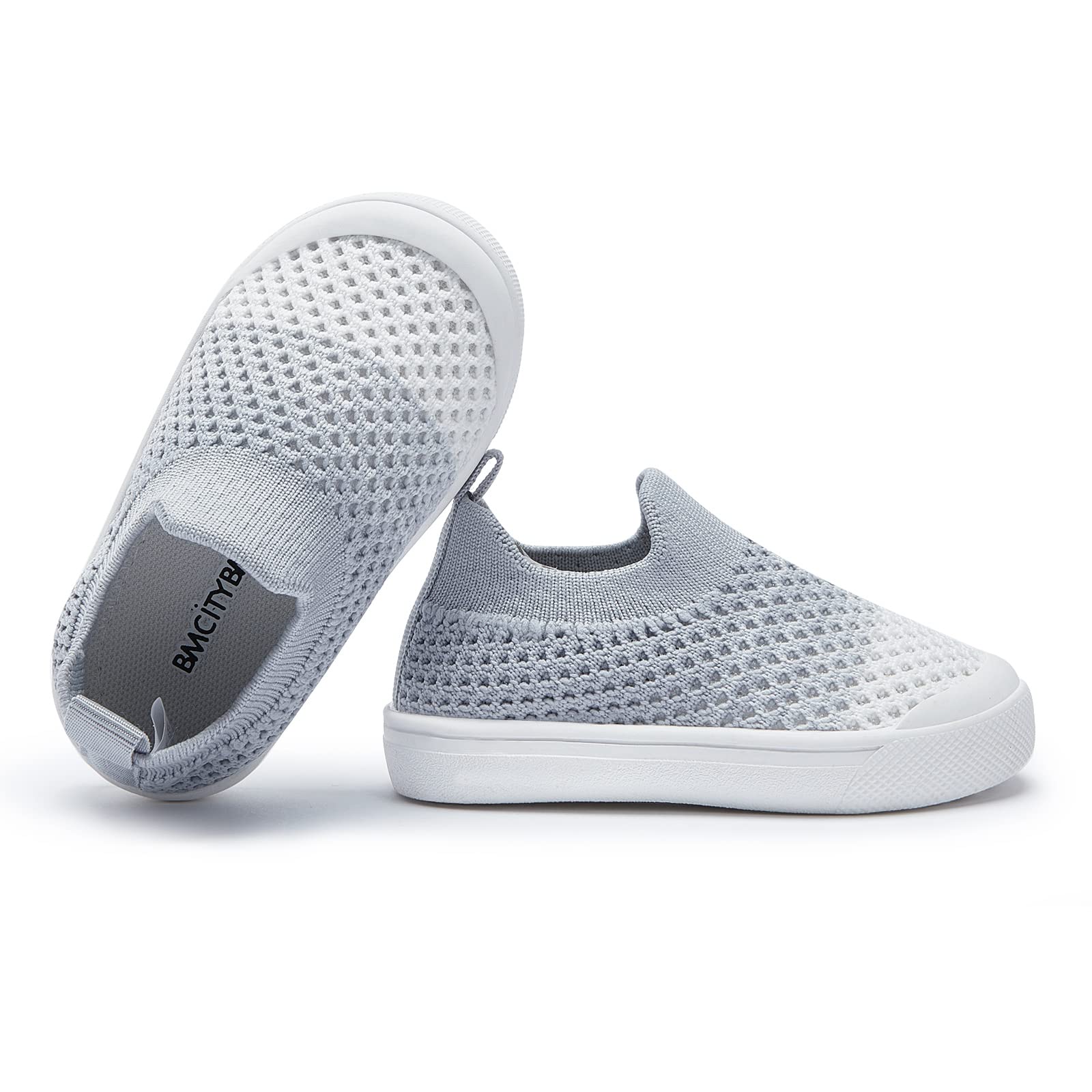 BMCiTYBM Toddler Walking Shoes Baby Boy Girl Barefoot Sneakers Grey Size 8