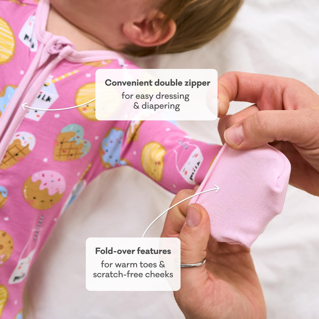 Little Sleepies Baby Pajamas, Pink Cookies & Milk, 3T