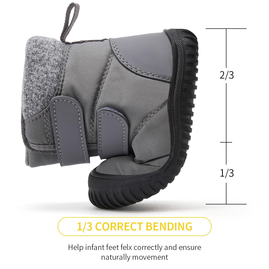 BMCiTYBM Baby Snow Winter Boots Boys Girls Shoes Double Strap Non Slip First Walking Infant 6 9 12 18 24 Months Grey Size 18-24 Months Toddler