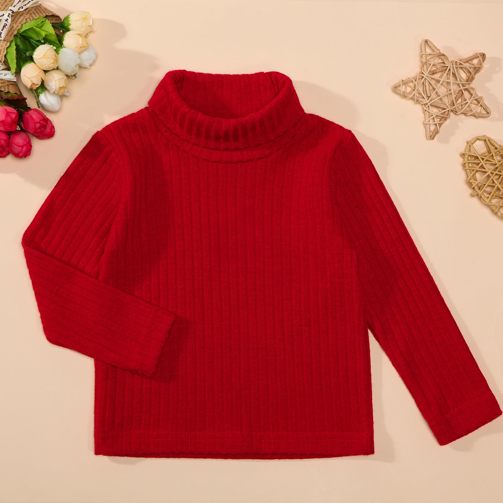 DEFAHN Toddler Ribbed Baby Turtleneck Shirt Long Sleeve Shirt 2 Pack Solid Baby Onsies Bodysuit 6-9 Month