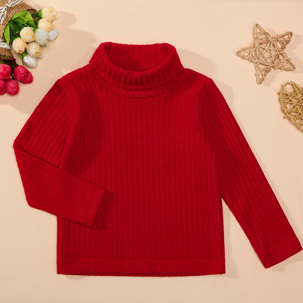 DEFAHN Toddler Ribbed Baby Turtleneck Shirt Long Sleeve Shirt 2 Pack Solid Baby Onsies Bodysuit 6-9 Month