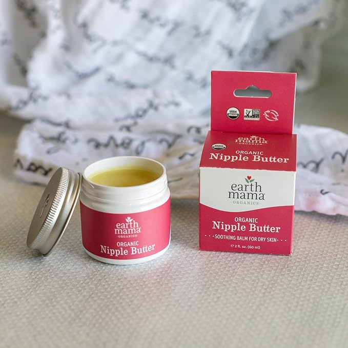 Earth Mama Organic Nipple Butter™ | Nipple Cream Safe for Breastfeeding | Postpartum Essentials for Nursing | Non Lanolin Nipple Cream, 2-Fluid Ounce