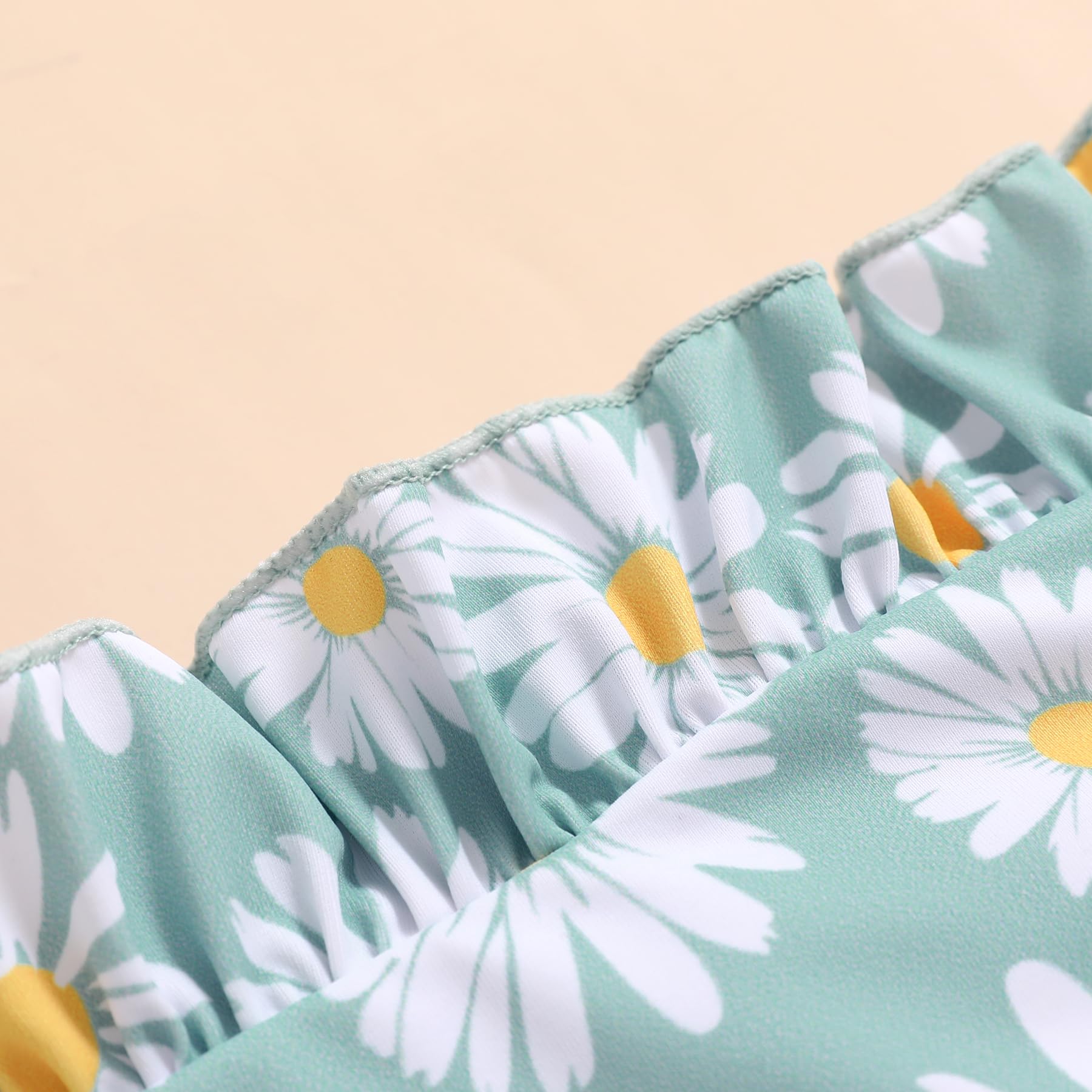 Newborn Baby Girl Ruffle Swimsuit Infant Toddler One Piece Floral Bikini Beach Bathing Swimwear Set(W2 Green,12-18 Months)