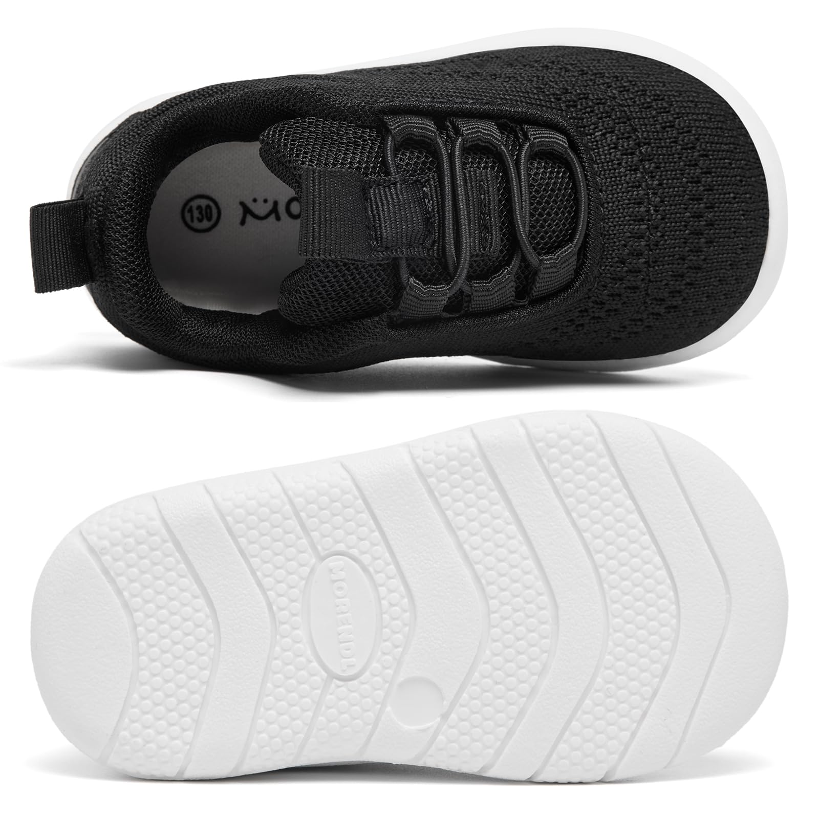 MORENDL Toddler Sneakers Baby Slip On Walking Shoes Non-Slip Breathable Boys & Girls Running Shoes Infant Tennis Shoes Black Size 8