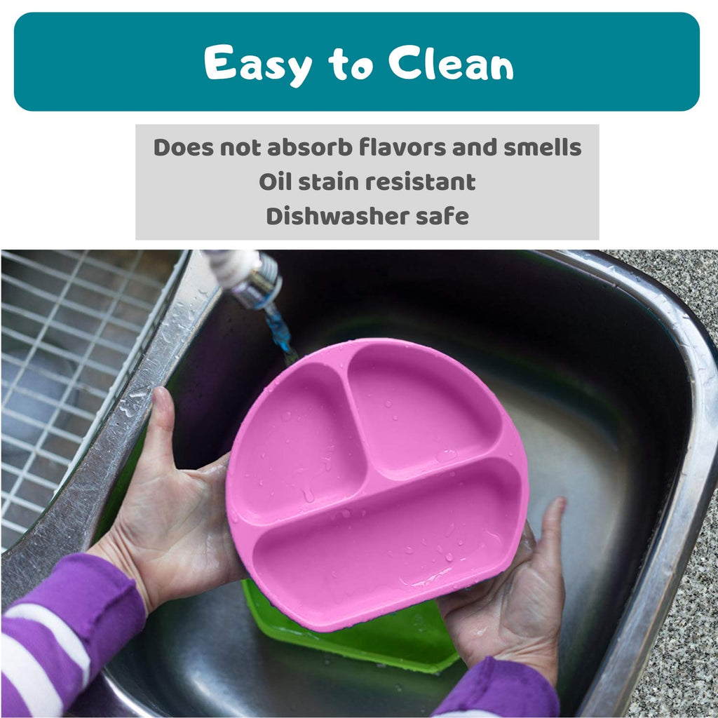 Silikong Suction Plate for Toddlers | BPA Free, 100% Food-Grade Silicone | Microwave, Dishwasher and Oven Safe | Stay Put Divided Baby Feeding Plates