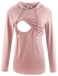 GINKANA Women's Maternity Nursing Shirts Top Long Sleeves Breastfeeding Maternity Tops Casual Clothes,Dark Pink,XXL