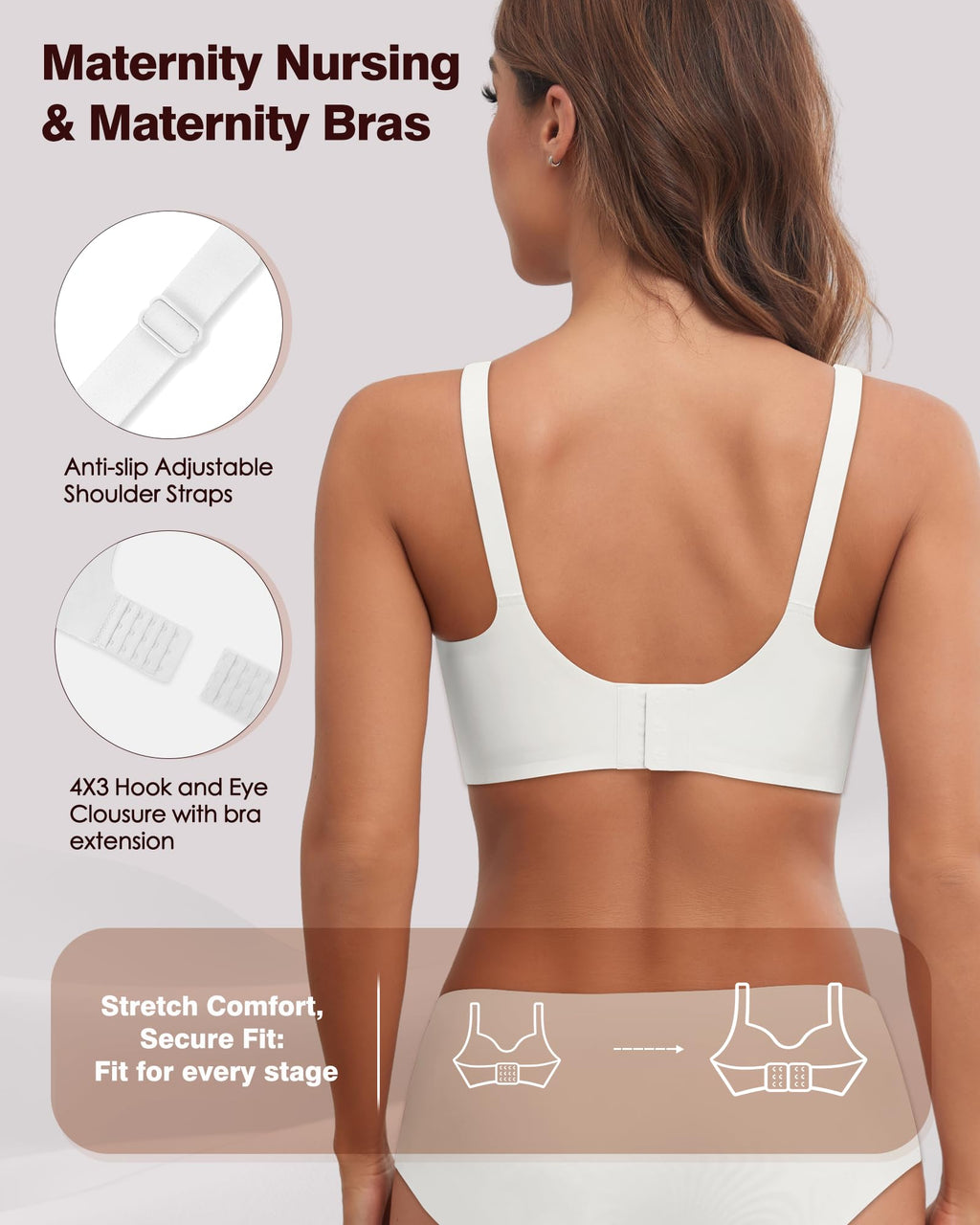 As Fairy Wireless Nursing Bra Jelly Support Maternity Bra White 3XL