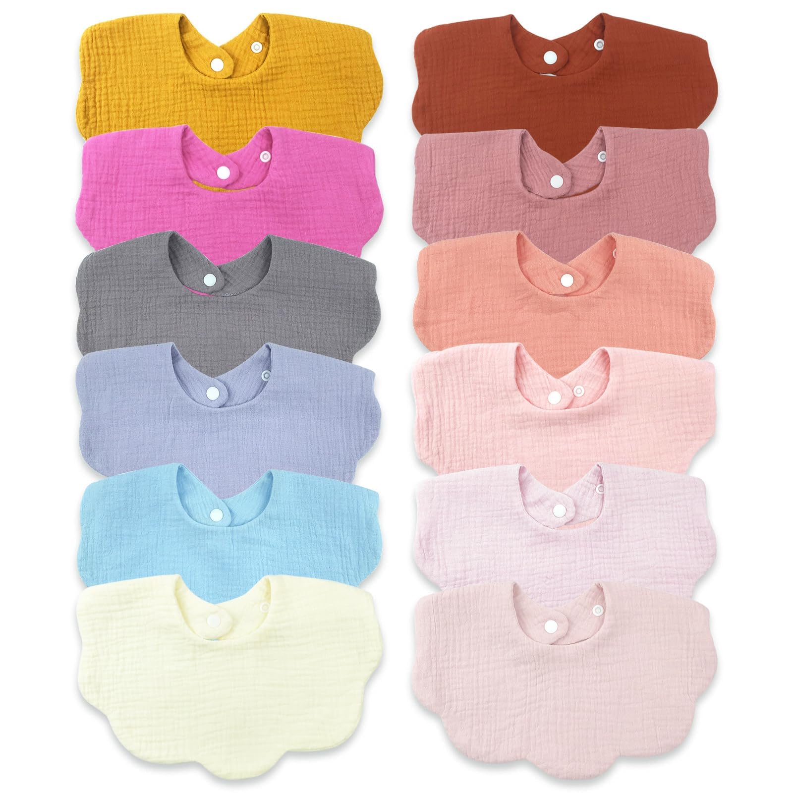 DOSMINE Organic Cotton Muslin Baby Bibs 4-Layer Drool Bibs