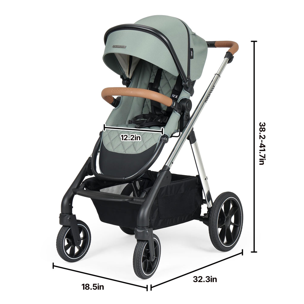 RX 3-in-1 Baby Stroller Toddler Stroller with Basket & Organizer, Green